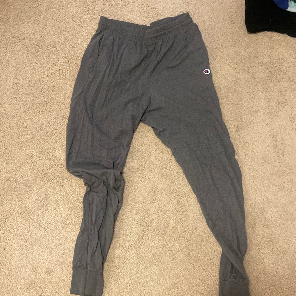Dark grey champions sweatpants! VERY COMFY, light weight! LIKE BRAND NEW